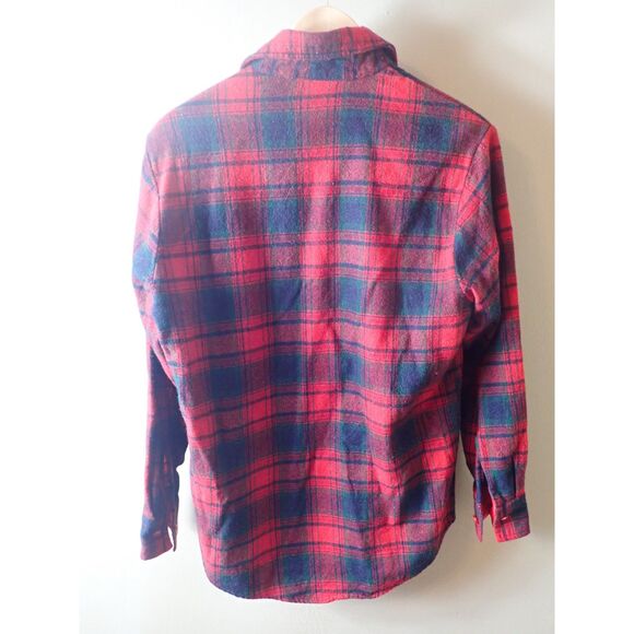 K-Mart Flannel Shirt Small Wool Blend 80s 70s Plaid Vintage Red Green - Picture 6 of 11